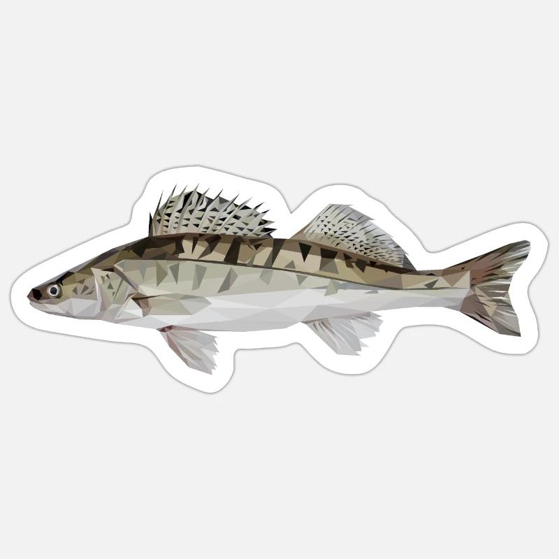 Low Poly Zander - Sticker size S (10 x 10 cm) - white matte