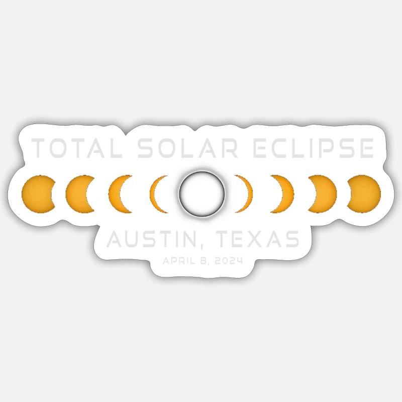 Austin Texas Solar Eclipse 2024 8 avril Souvenir Sticker taille S (10 x 10 cm)