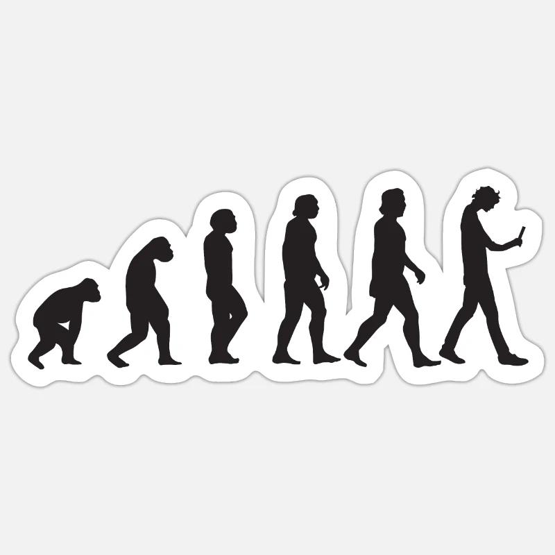Human evolution to phone addiction - Sticker size S (10 x 10 cm) - white matte