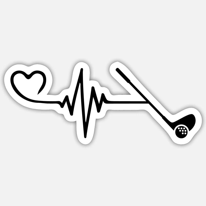 Golf Heart Pulse Heartbeat - Sticker taille S (10 x 10 cm) - blanc mat