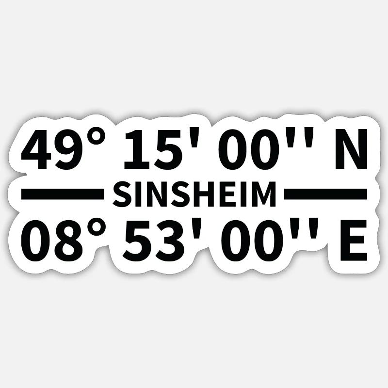 Sinsheim coordinates - Sticker size S (10 x 10 cm) - white matte