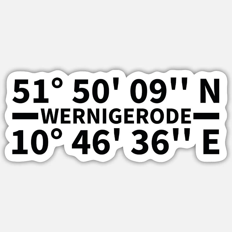 Coordonnées de Wernigerode - Sticker taille S (10 x 10 cm) - blanc mat