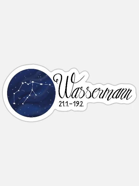 Sternzeichen Wassermann Tierkreiszeichen Astrologi - Sticker Größe S (10 x 10 cm) - Mattweiß