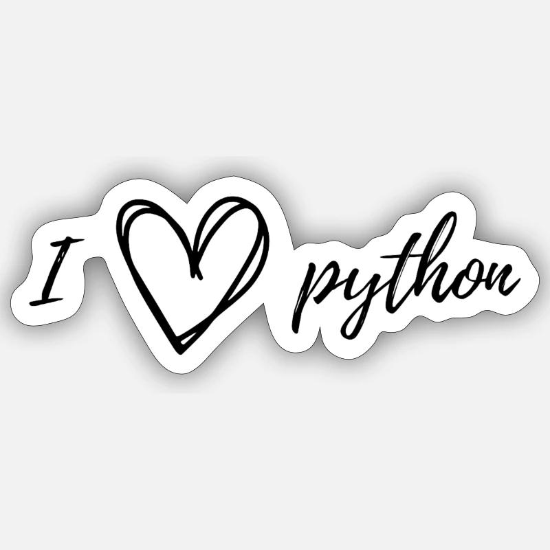 I love python black - Sticker size S (10 x 10 cm) - white matte