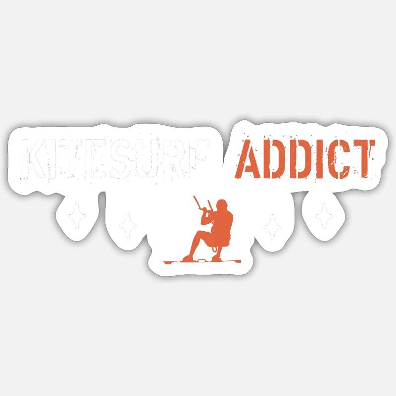 Kitesurf addict - Sticker taille S (10 x 10 cm) - blanc mat