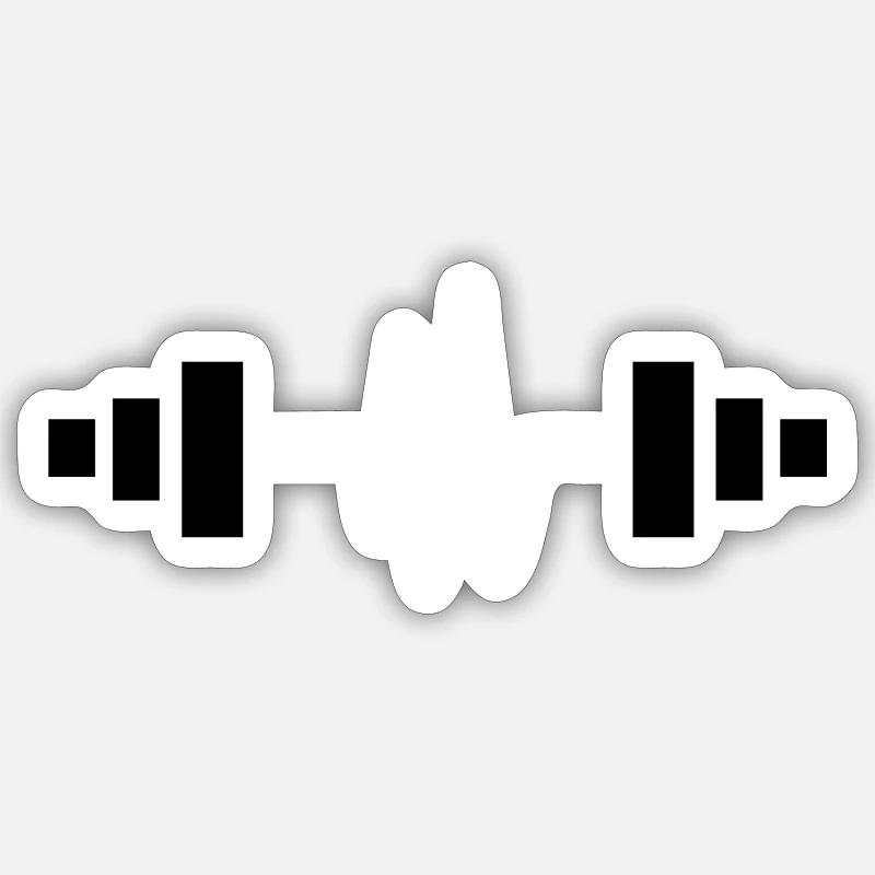 haltère - Sticker taille S (10 x 10 cm) - blanc mat