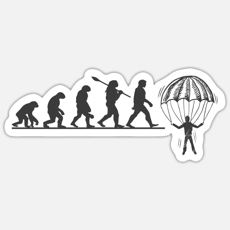 Evolution Fallschirm - Sticker Größe S (10 x 10 cm) - Mattweiß