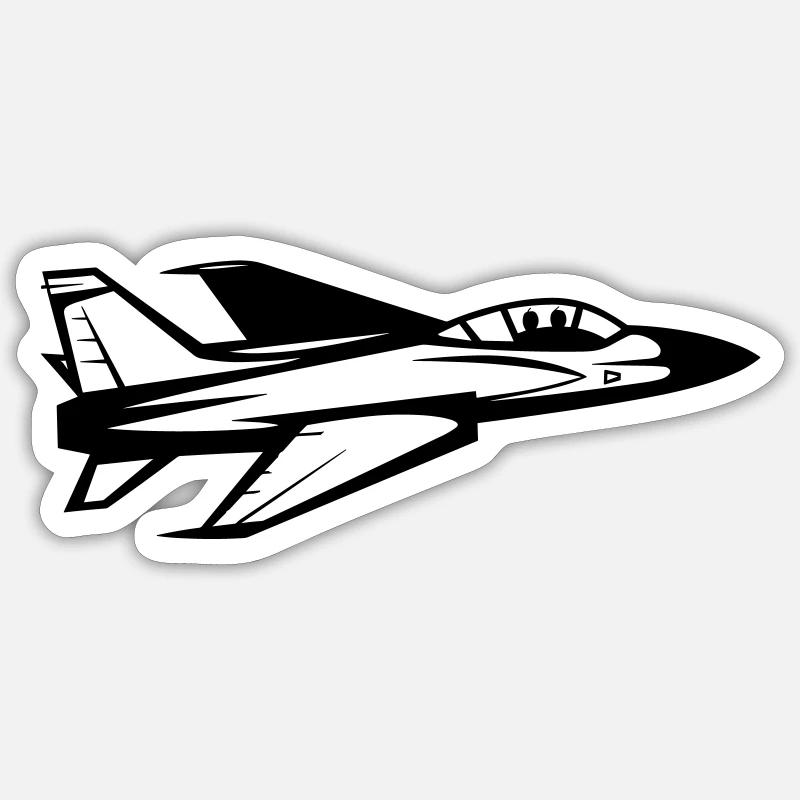 Avion de chasse - Sticker taille S (10 x 10 cm) - blanc mat