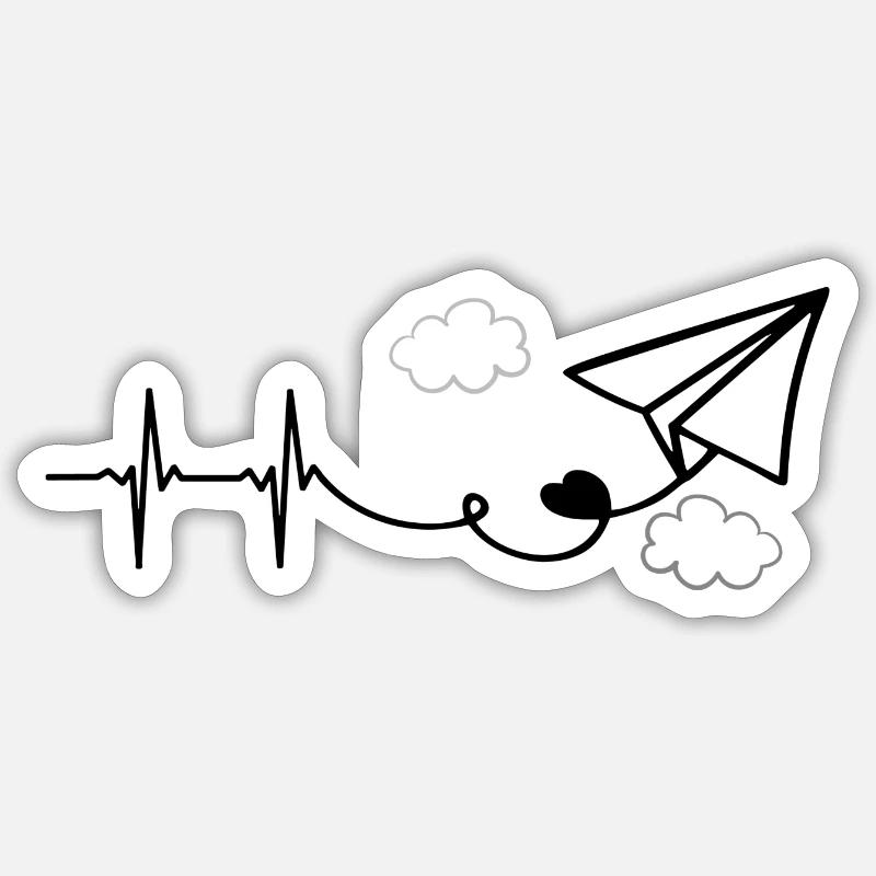 Flying HeartBeat - Sticker taille S (10 x 10 cm) - blanc mat