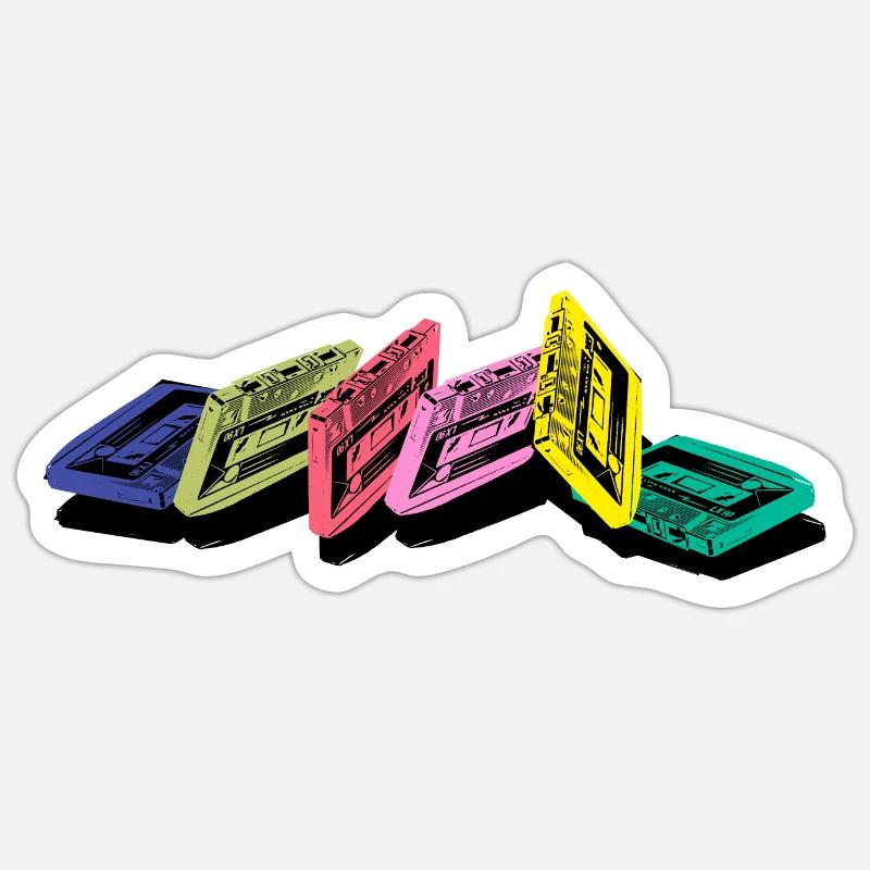 Cassette audio - Sticker taille S (10 x 10 cm) - blanc mat