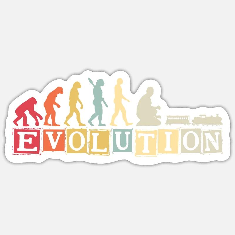 Évolution du chemin de fer miniature de train humain Sticker taille S (10 x 10 cm)