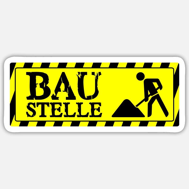 Baustelle - Sticker Größe S (10 x 10 cm) - Mattweiß