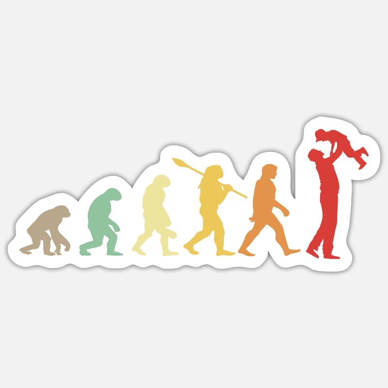 Darwin Evolution für Väter 👨 👧 👦 - Sticker Größe S (10 x 10 cm) - Mattweiß