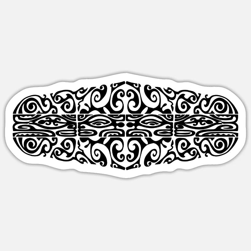maori8 noir - Sticker taille S (10 x 10 cm) - blanc mat