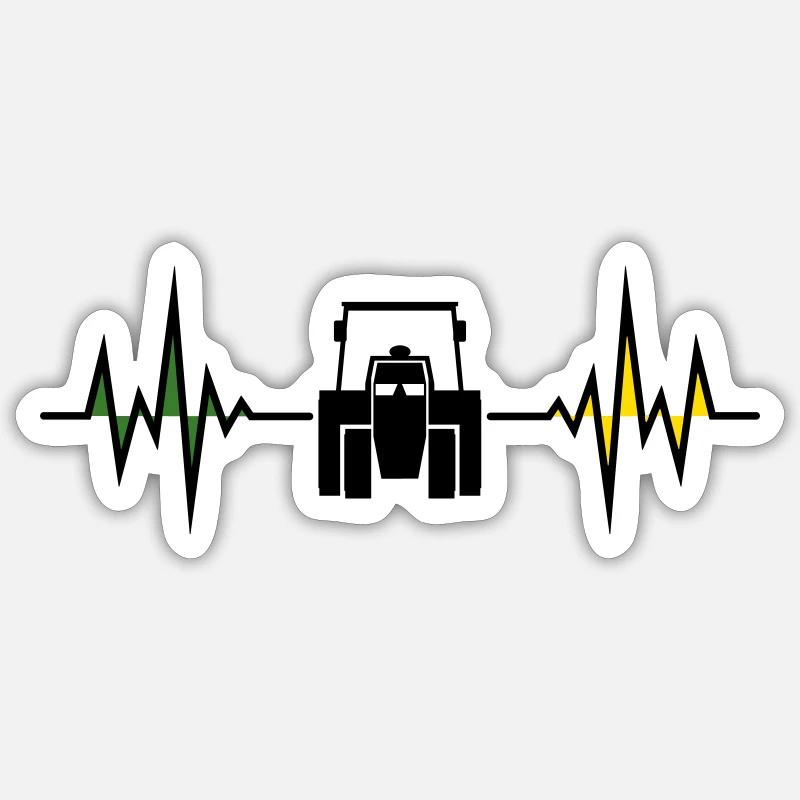 Herzfreq... Traktor - Sticker Größe S (10 x 10 cm) - Mattweiß