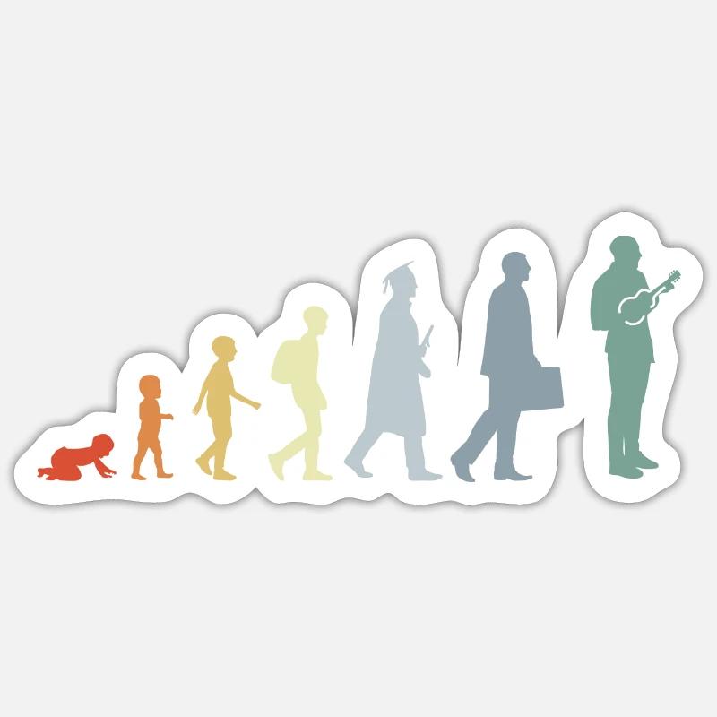 Vintage Ukulele Evolution Sticker Größe S (10 x 10 cm)