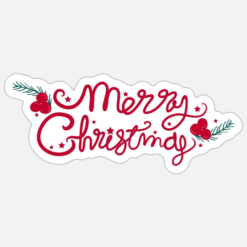 Joyeux Noël Noël lettrage - Sticker taille S (10 x 10 cm) - blanc mat