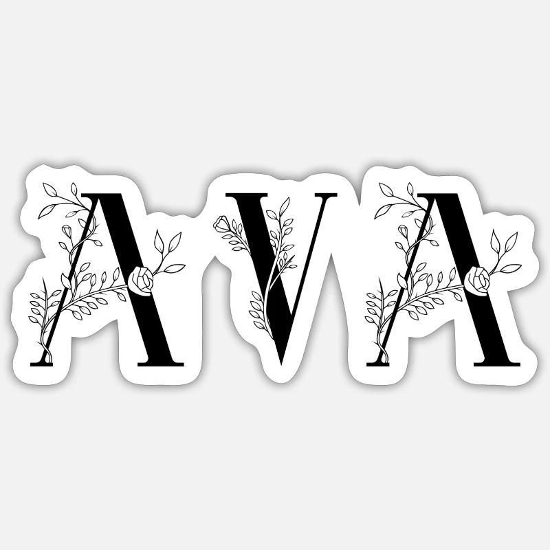 Nom - Ava - Sticker taille S (10 x 10 cm) - blanc mat