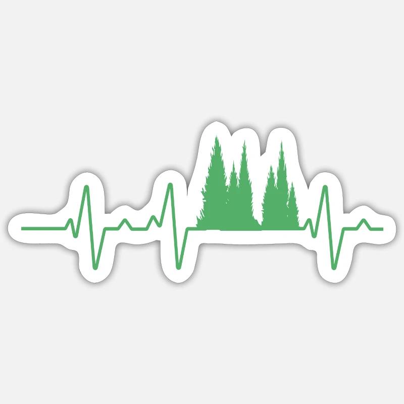 Wald Herzschlag Baum Ekg - Sticker Größe S (10 x 10 cm) - Mattweiß