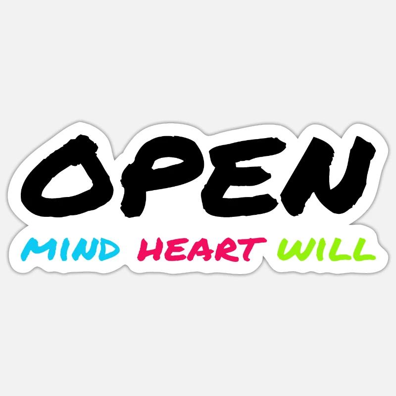 Open Mind, Heart & Will – Achtsamkeits-Statement Sticker Größe S (10 x 10 cm)