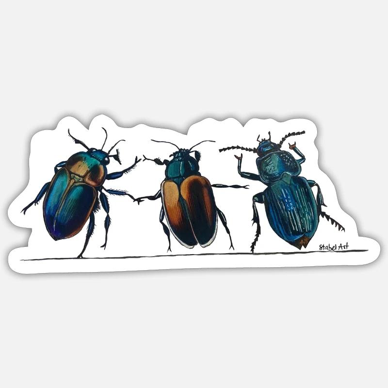 3Käfer - Sticker Größe S (10 x 10 cm) - Mattweiß