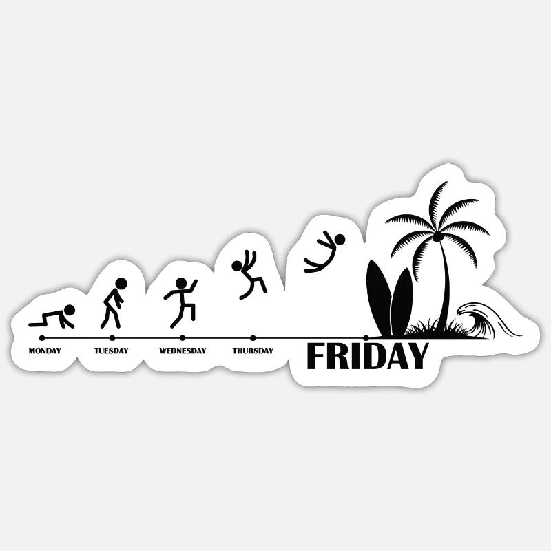 Enfin, Friday Beach Evolution Sticker taille S (10 x 10 cm)
