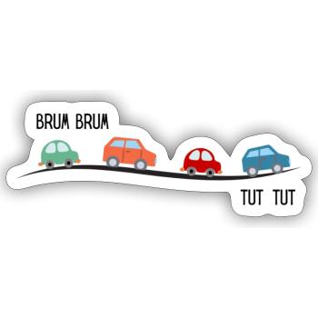 Autos im Geschwindigskeitsrausch - Sticker Größe S (10 x 10 cm) - Mattweiß - Vorne