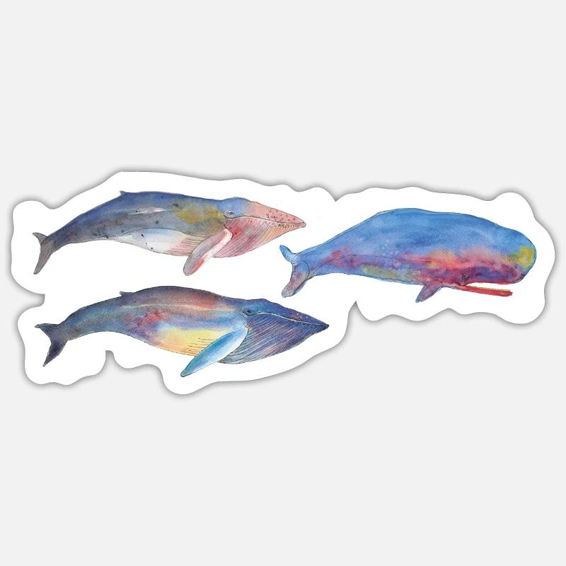 Mug panorama baleines - Sticker taille S (10 x 10 cm) - blanc mat