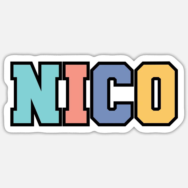 Nom - Nico - Sticker taille S (10 x 10 cm) - blanc mat