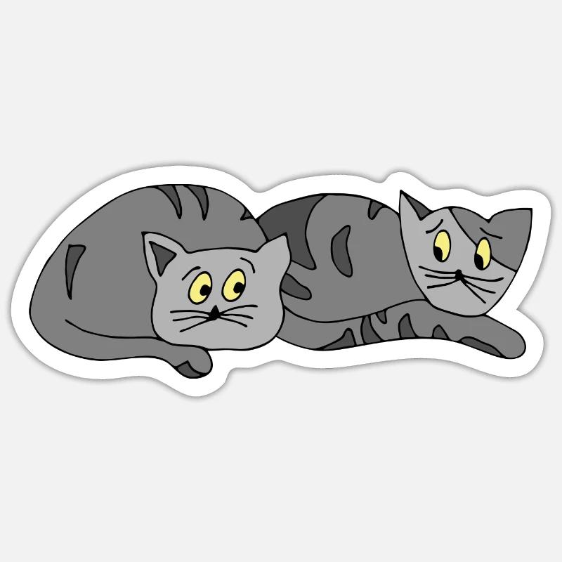 Chats - Sticker taille S (10 x 10 cm) - blanc mat