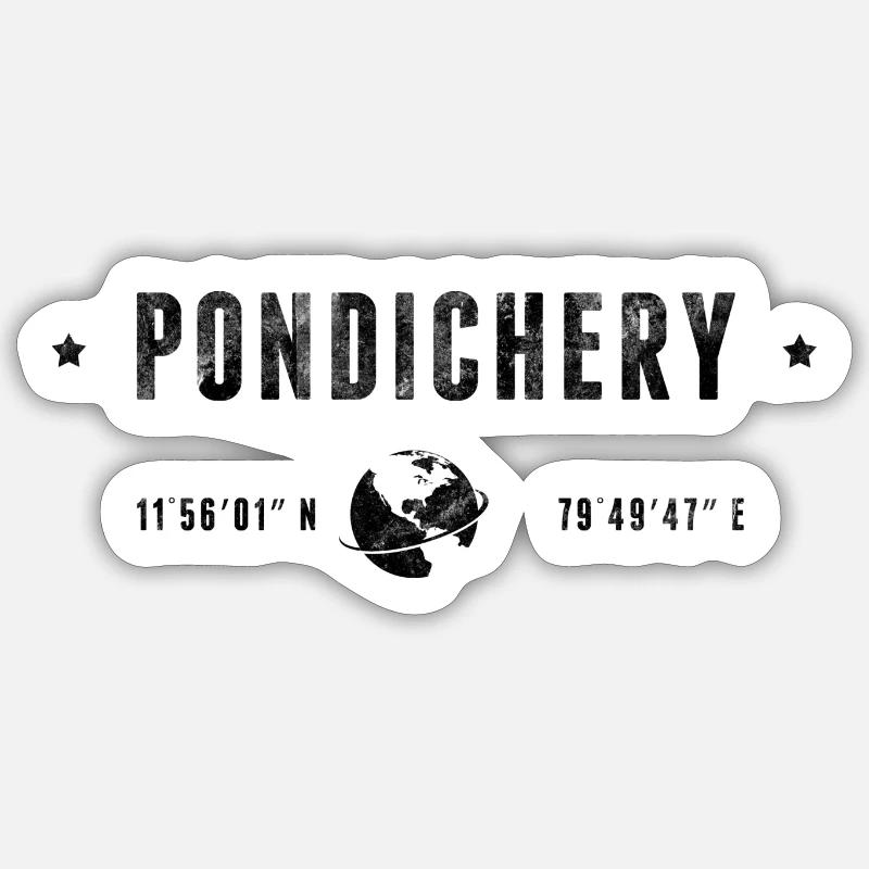 PONDICHERRY Stylized geographical coordinates Sticker size S (10 x 10 cm)