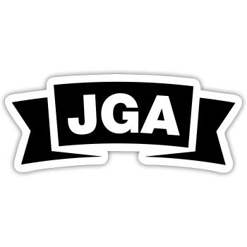 Emblème / Logo de l’enterrement de vie de garçon - Sticker taille S (10 x 10 cm) - blanc mat - Devant