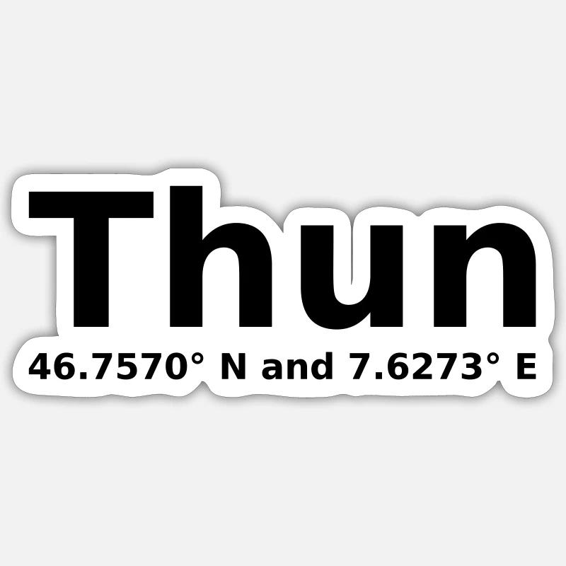 Thun - with geo coordinates horizontal Sticker size S (10 x 10 cm)