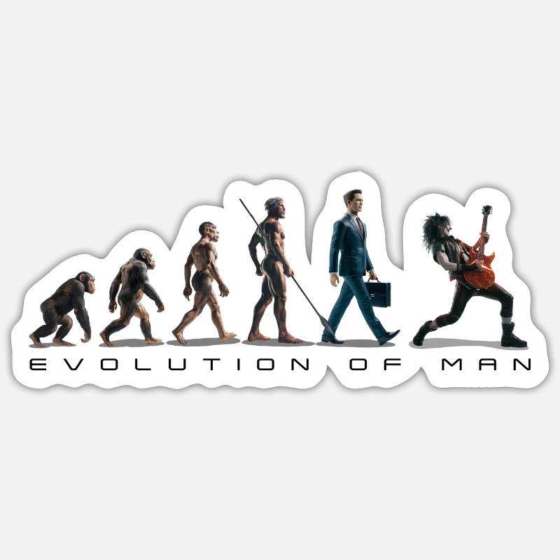 Evolution Guitar Player 06 2024 1 - Sticker Größe S (10 x 10 cm) - Mattweiß