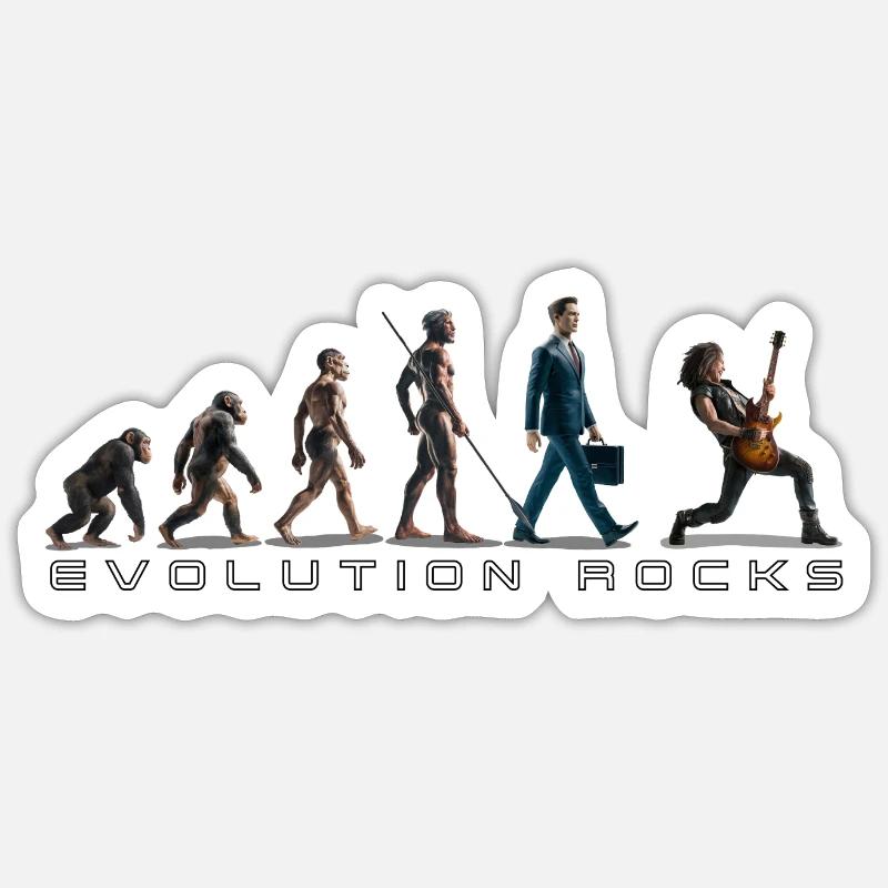 Evolution Guitar Player - Sticker size S (10 x 10 cm) - white matte