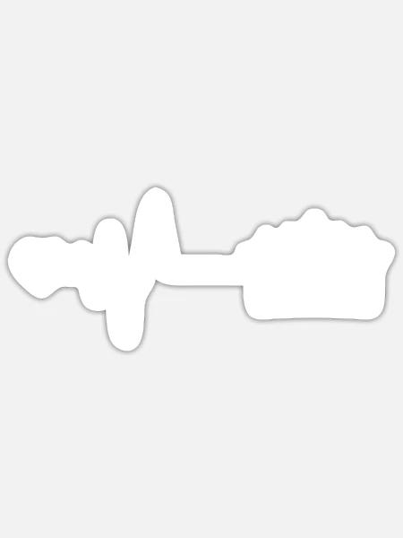 Krone Puls Herz - Sticker Größe S (10 x 10 cm) - Mattweiß