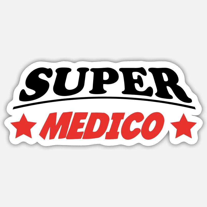 SUPER MEDICO - Sticker taille S (10 x 10 cm) - blanc mat