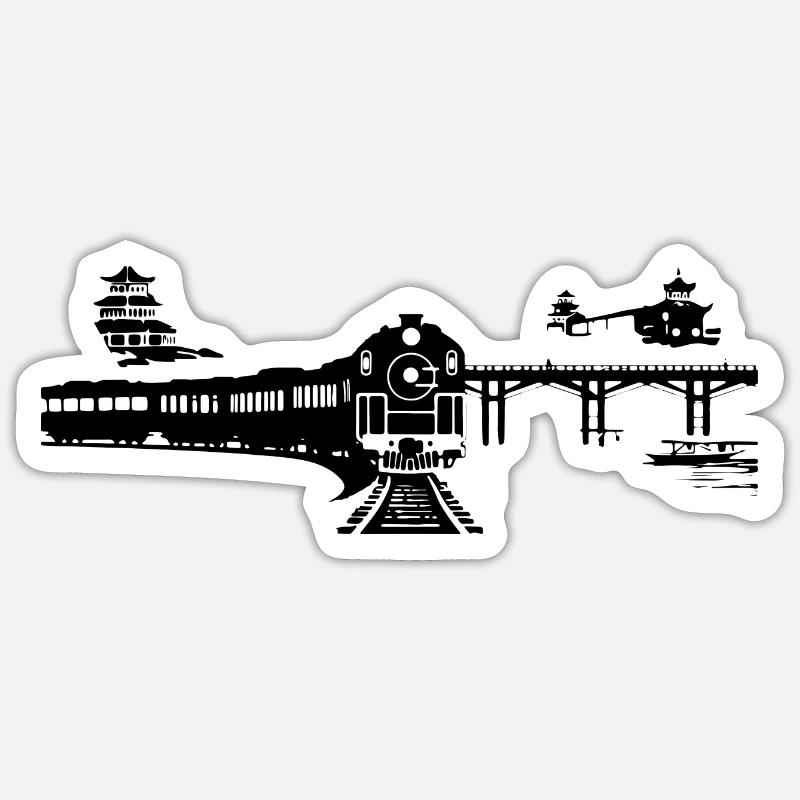 Chemin de fer - Sticker taille S (10 x 10 cm) - blanc mat