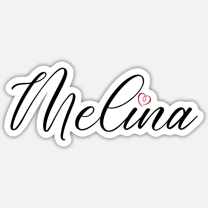Melina Name Heart - Sticker size S (10 x 10 cm) - white matte
