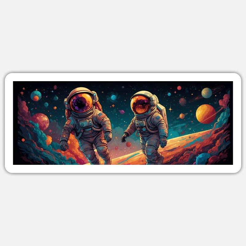 Spaceman astronauts in space Sticker size S (10 x 10 cm)