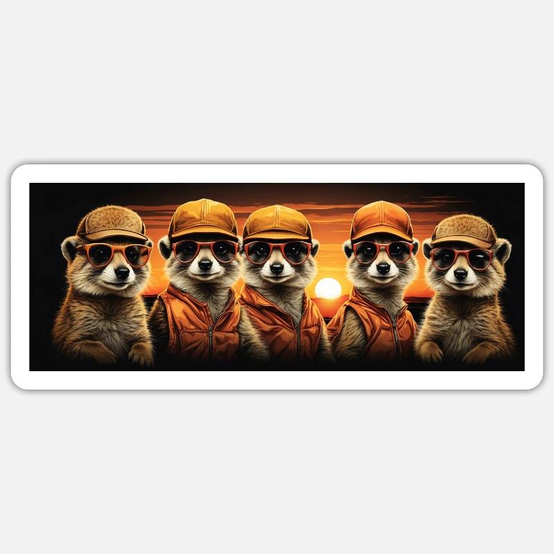 Cool suricate groupe de suricates Sticker taille S (10 x 10 cm)