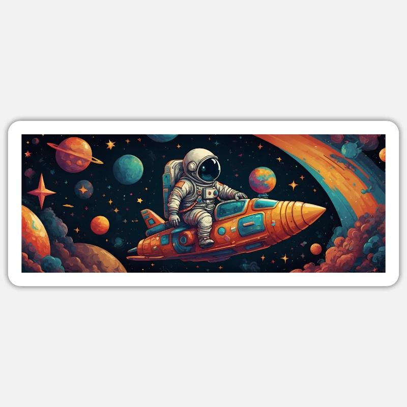 Astronaute de l’espace dans l’espace sur la route Sticker taille S (10 x 10 cm)