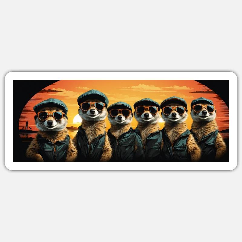Coole Erdmännchen Erdmännchengruppe - Sticker Größe S (10 x 10 cm) - Mattweiß