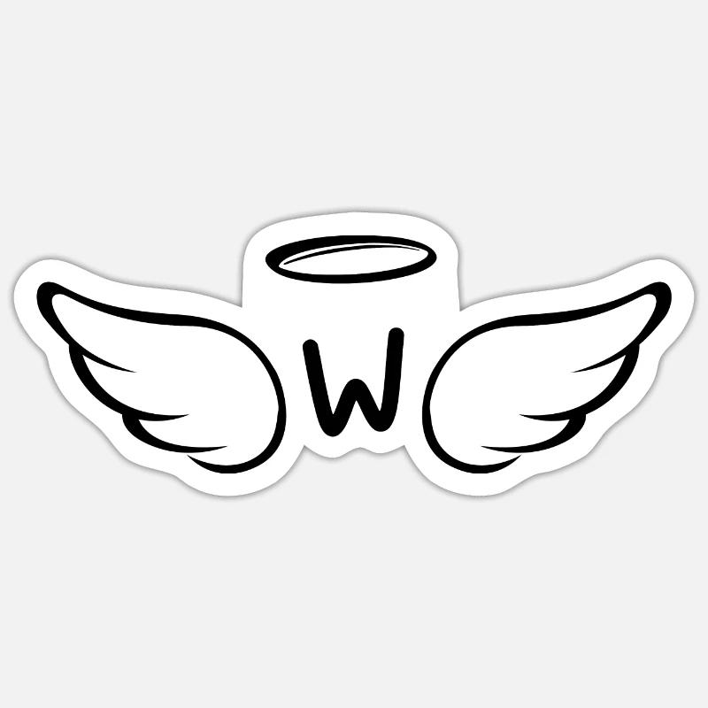 Buchstabe w Engelsflügel - Sticker Größe S (10 x 10 cm) - Mattweiß