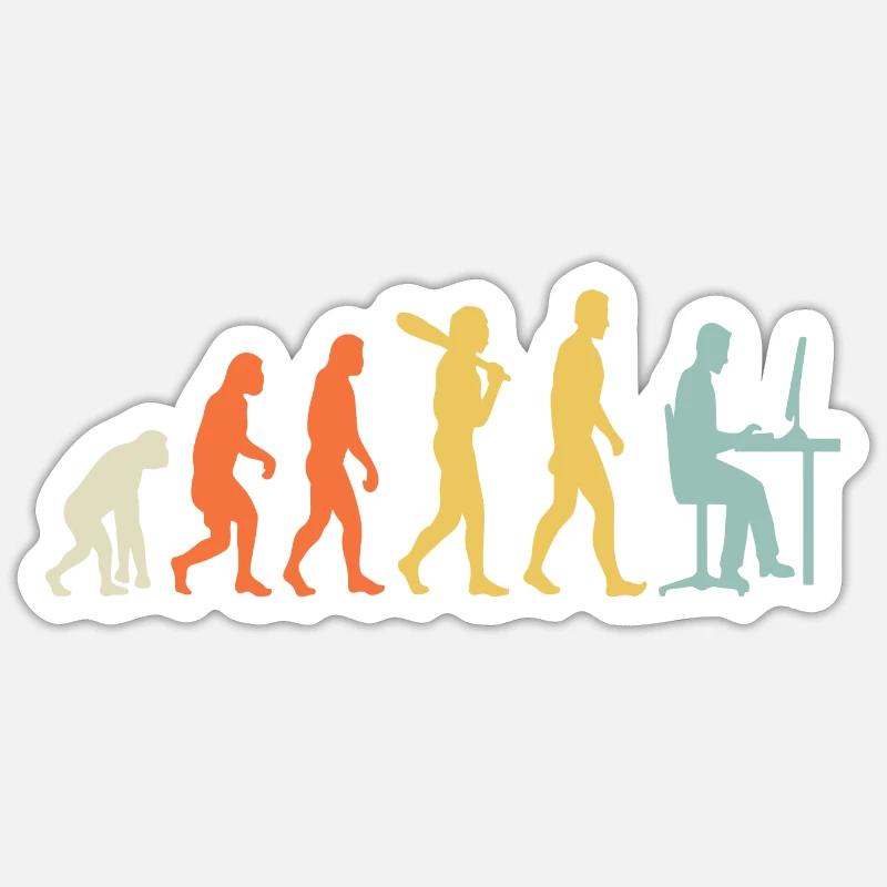 Die Evolution des Menschen zum Computerdesign - Sticker Größe S (10 x 10 cm) - Mattweiß