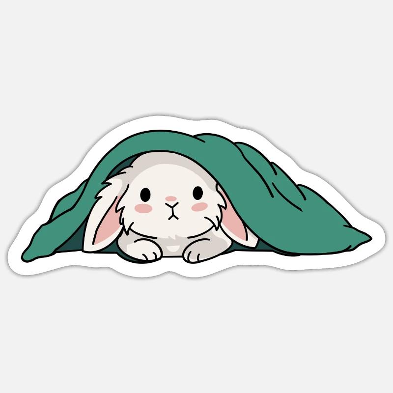 Rabbit under the blanket - Sticker size S (10 x 10 cm) - white matte