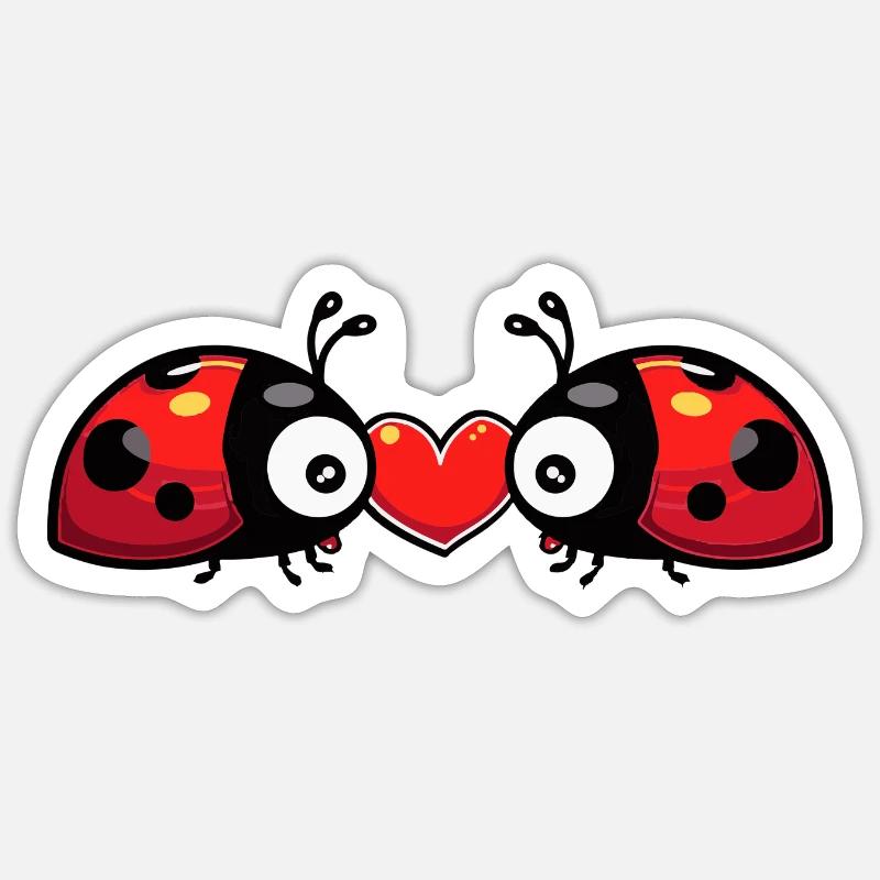 Ladybug Couple Valentine's Day - Sticker size S (10 x 10 cm) - white matte