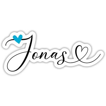 Jonas Name Vorname Kalligrafieherz - Sticker Größe S (10 x 10 cm) - Mattweiß - Vorne