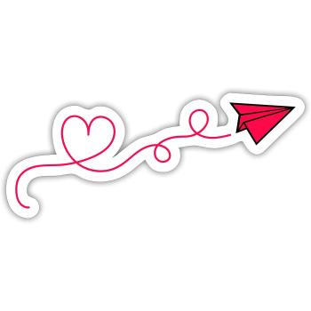 Coeur d’avion en papier - Sticker taille S (10 x 10 cm) - blanc mat - Devant