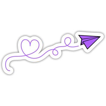 Coeur d’avion en papier - Sticker taille S (10 x 10 cm) - blanc mat - Devant